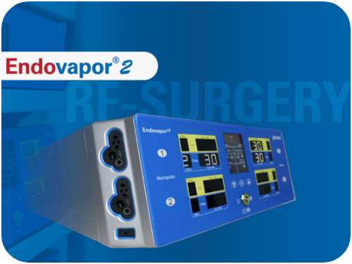 Endovapor 2 Picture on blue background with logo and rf surgery text in the background