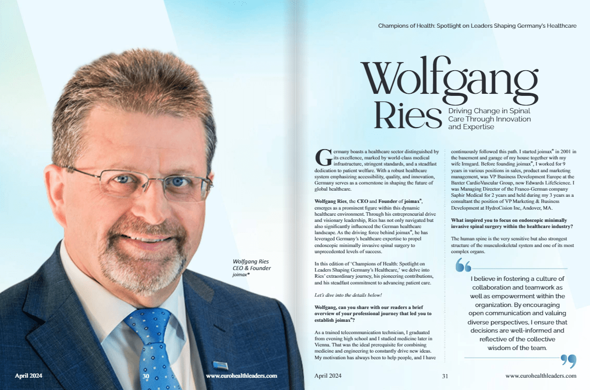 Champions of Health Interview with Mr. Wolfgang Ries – CEO and Founder of joimax®